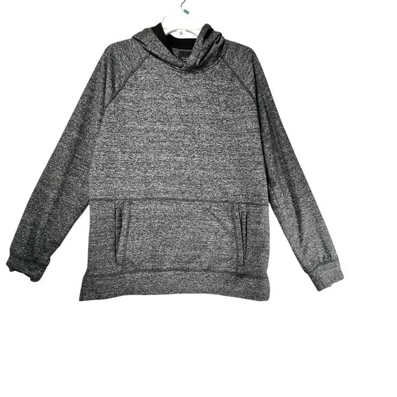 01.Algo Performance Gray Heather Hoodie Pullover Sweatshirt Zip Pocket Med - Picture 1 of 12